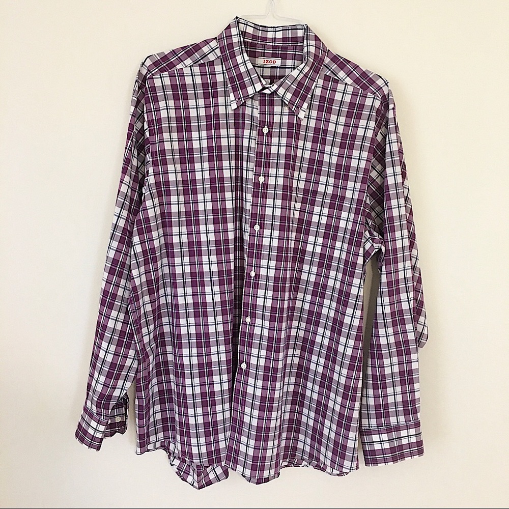 IZOD Men’s Classic Fit Stretch Long Sleeve Button Down Collared Dress Shirt